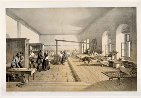 A Ward in the Hospital at Scutari, engraved by E. Walker, 1856 (colour litho)