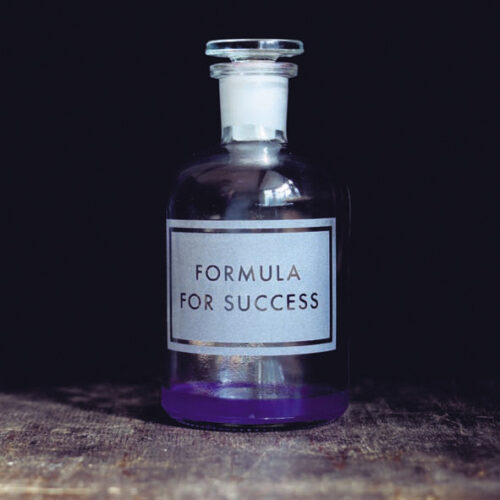 Card with potion bottle, Formula for Success