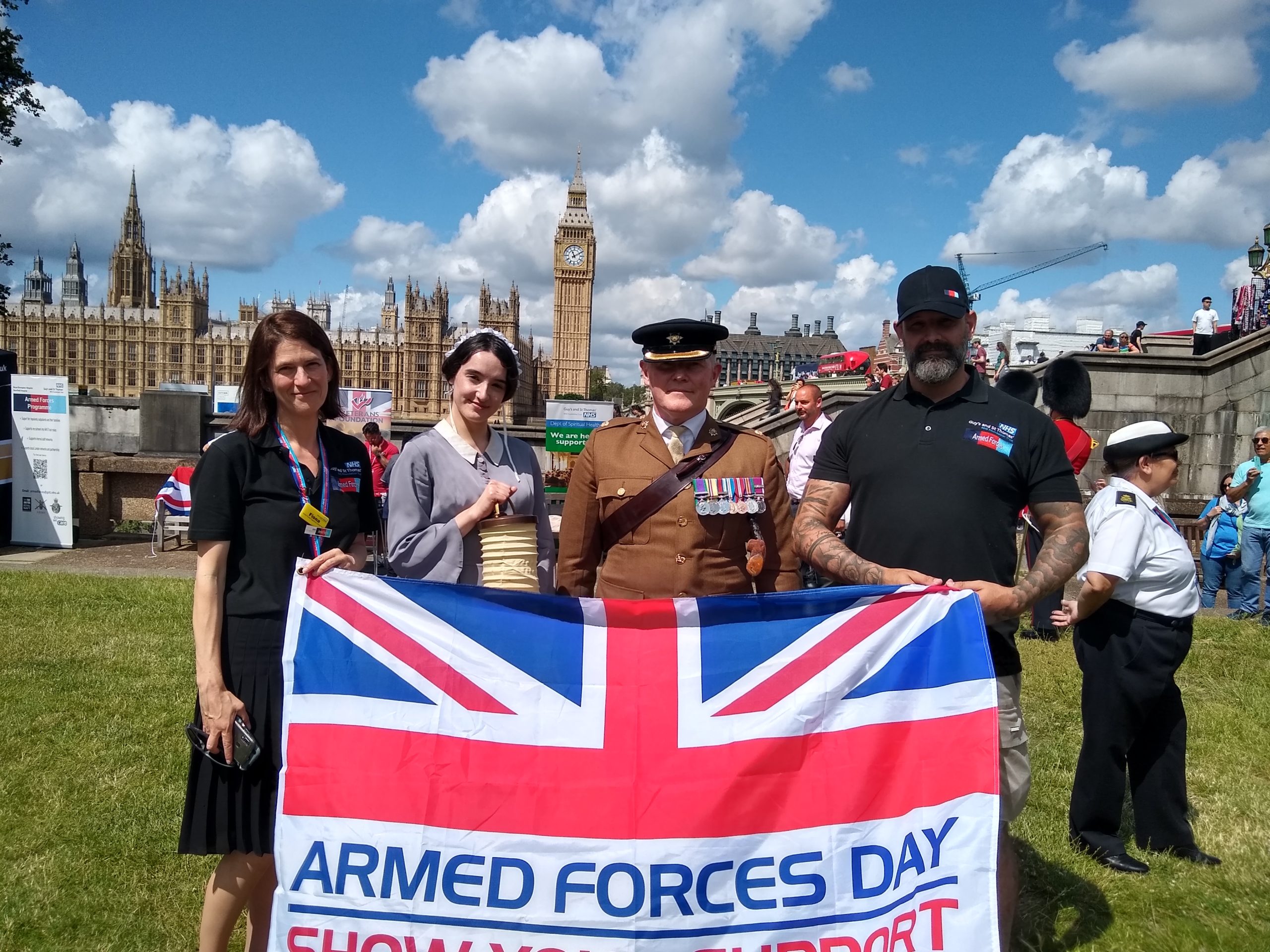 Armed Forces Day at St Thomas' Hospital, Florence poses with staff from the Armed Forces Network