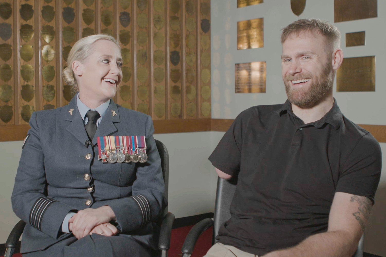 Wing Commander Charlie Thompson and former Royal Marine Mark Ormrod