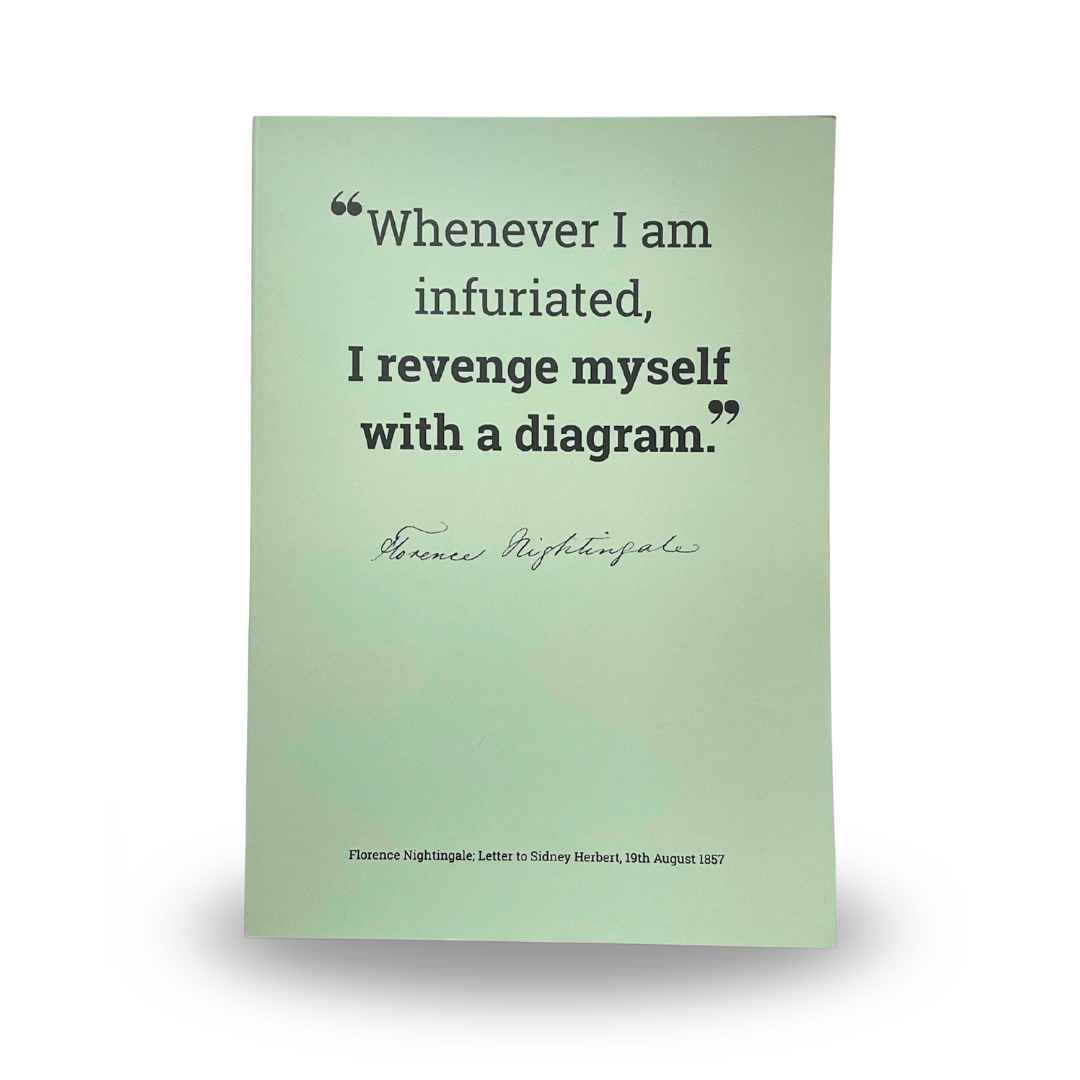 grey green notebook with Nightingale quote on the front