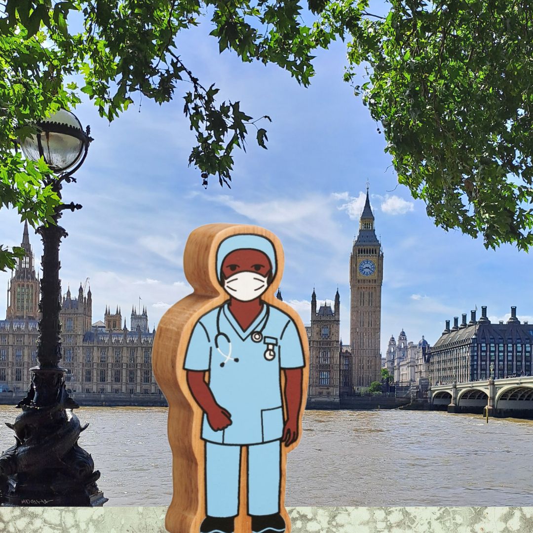 Nurse in Scrubs Wood Figure - Image 3