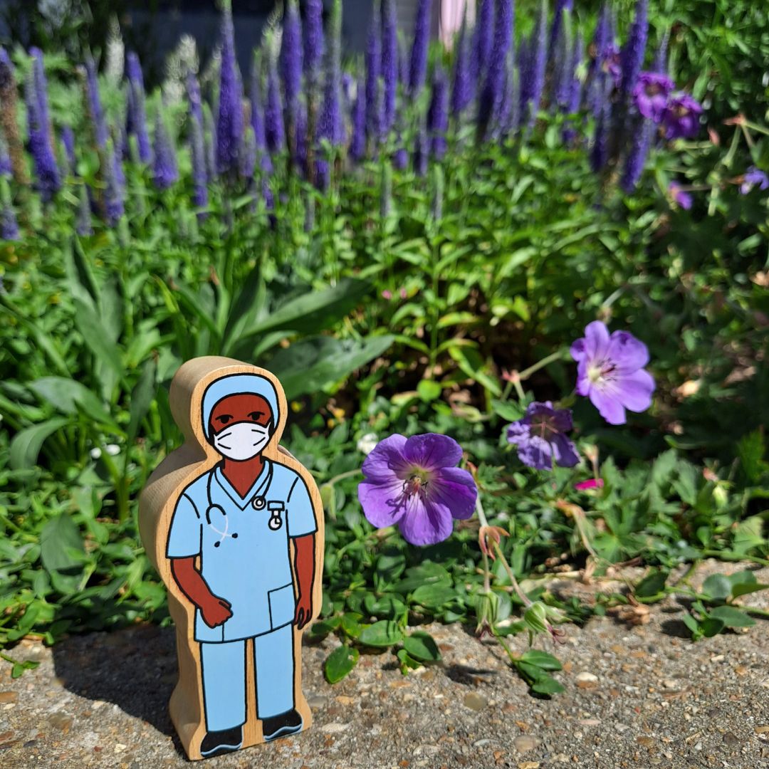 Nurse in Scrubs Wood Figure - Image 4