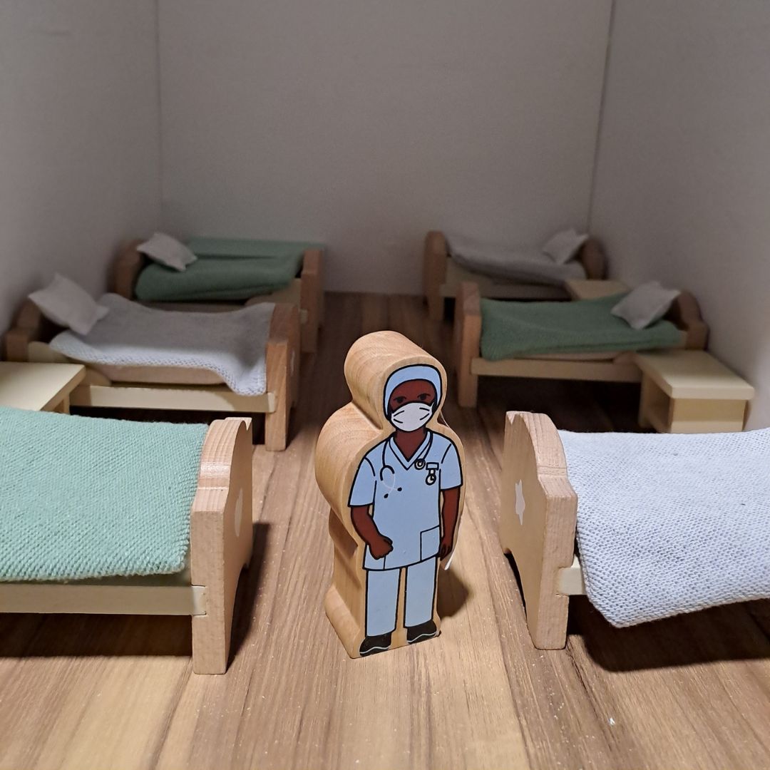 Nurse in Scrubs Wood Figure - Image 2