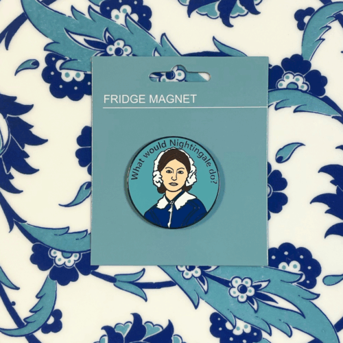 product photographed against a blue patterned tile