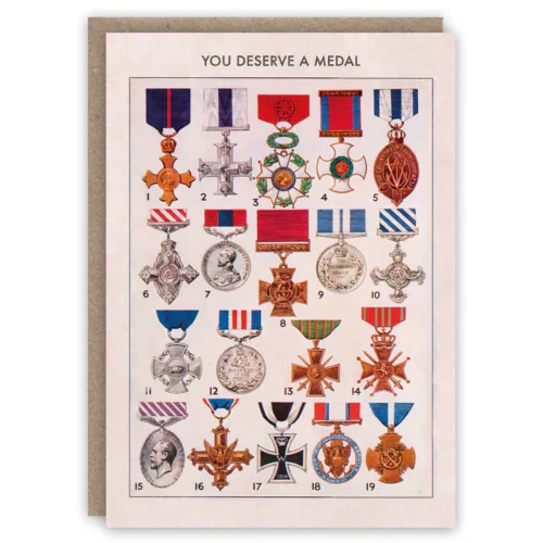 Card with 19 types of medal, You Deserve a Medal